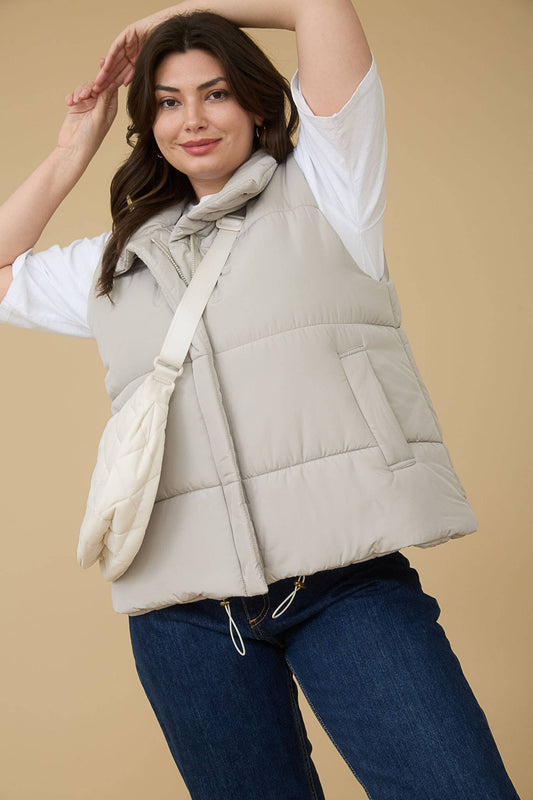 PLUS SOLID ZIP UP PUFFER VEST