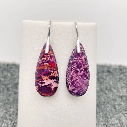 Colored Emperor Stone Geometric Agate Chakra Earrings - CS