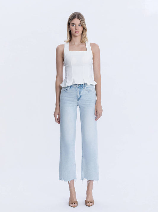 Vervet by Flying Monkey Meritorious High Rise Light Wash Slim Wide Capri Jeans