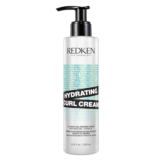 Redken Hydrating Curl Cream - 72 Hour Curl Definition, Heat Protection up to 450°F, Hydrates & Reduces Frizz, With Squalane & Jojoba Oil 6.8 oz