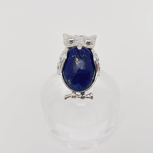 Natural Stone Owl Ring Opening Adjustable: Lapis lazuli / opening adjustable