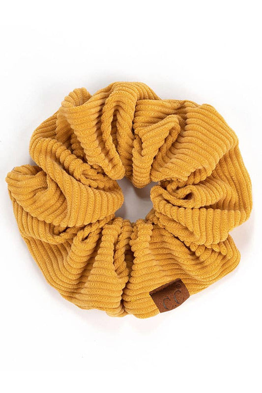 C.C Corduroy Solid Color Soft Scrunchies Mustard
