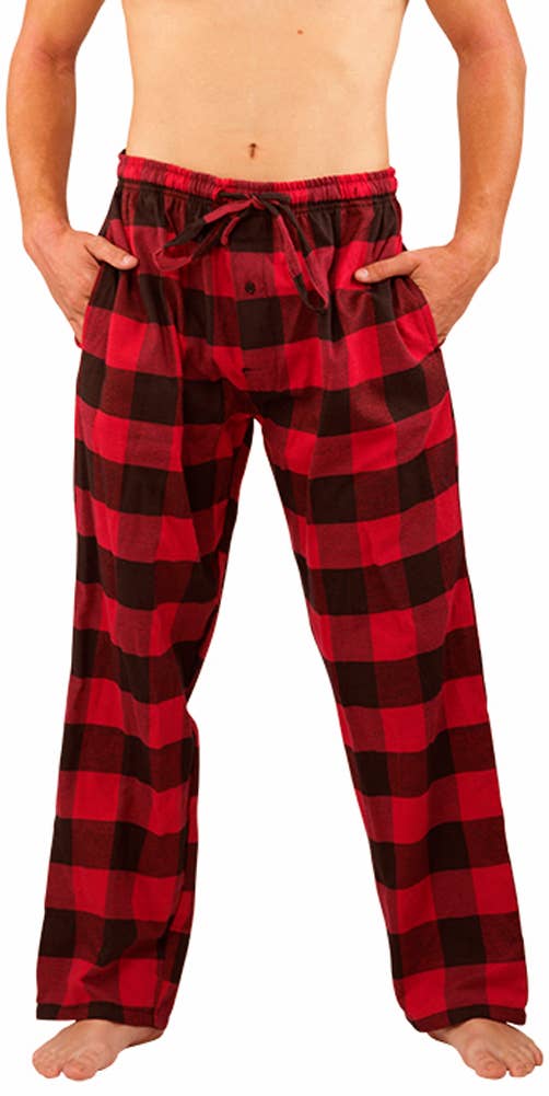 Norty Men Flannel Pajama Pant Red Buffalo Plaid: Small
