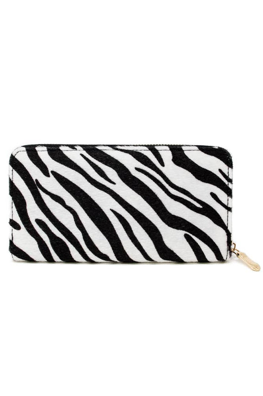 Zebra Print Faux Fur Wallet