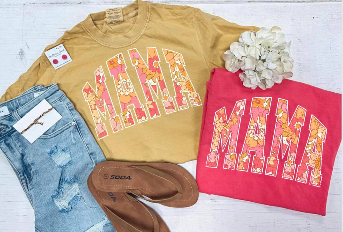 Spring Floral Tee, Mustard or Watermelon