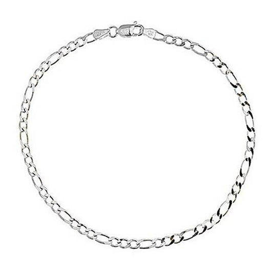 WHITE GOLD FIGARO LINK ANKLET 10''
