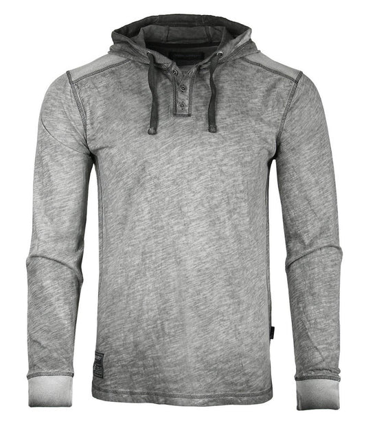 Men's Shirt Zimego Color Dyed Casual Long Sleeve Hoodie Henley