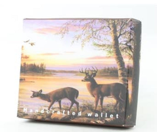 Leather Wallet Deer Print Vegan Leather Bi-Fold Wallet