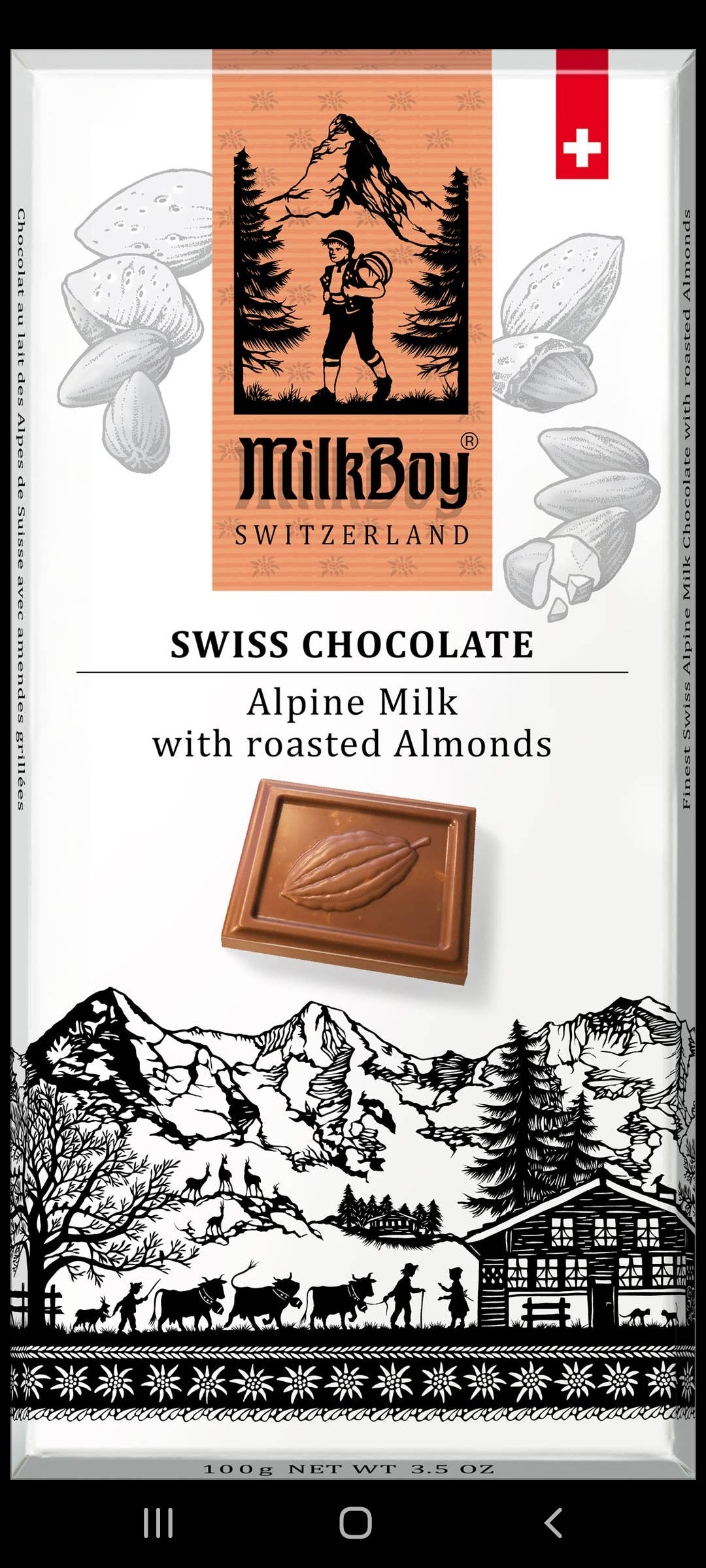 Alpine Milk Chocolate with roasted Almonds 3.5 oz