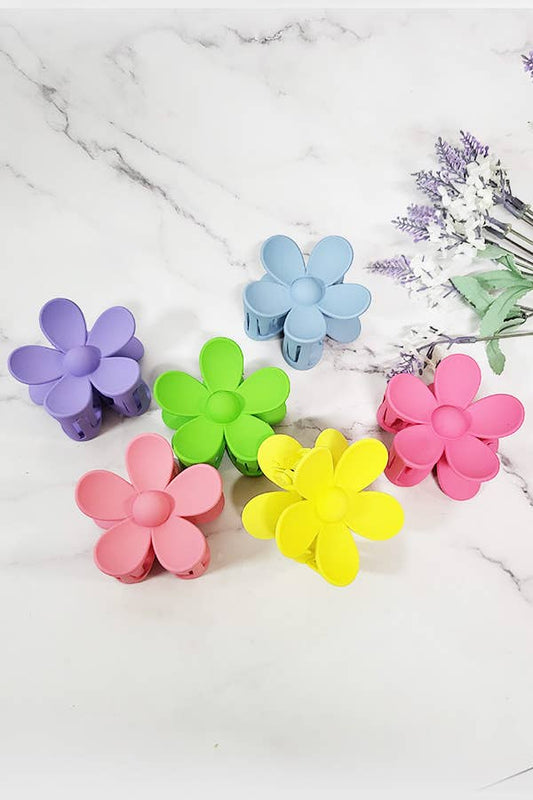 Matte Color Flower Shape Hair Claw Clip
