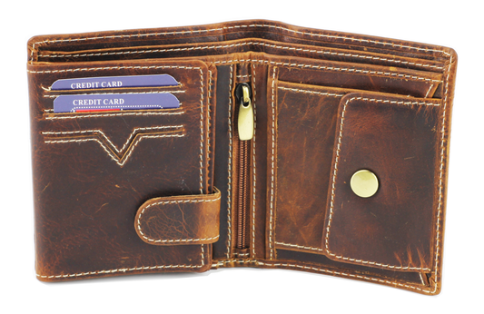 Leather Impressions - RFID Hunter leather men's euro hipster wallet