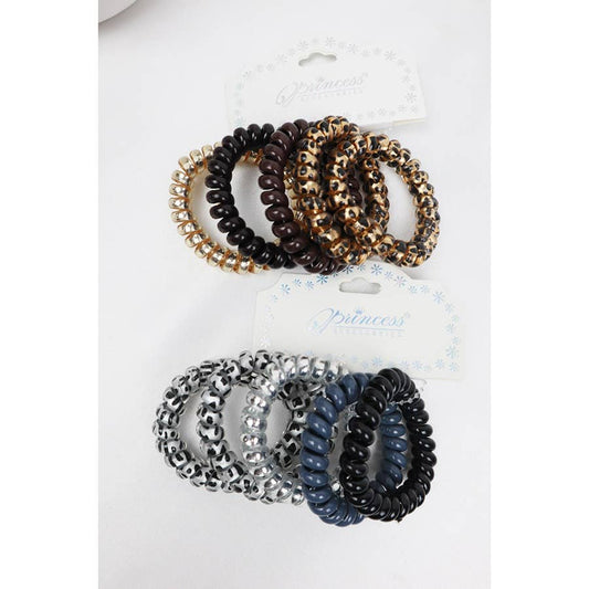 5-pc Phone Cord Hair Tie Set