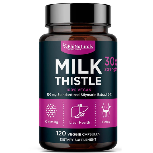 Phi Naturals - Milk Thistle Silymarin 30x Extract Supplement: 1-Pack