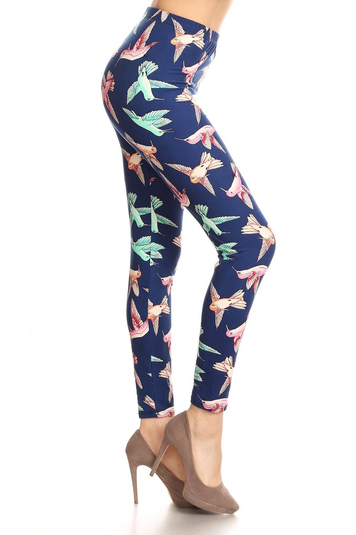 High waisted hummingbirds printed legging: One Size