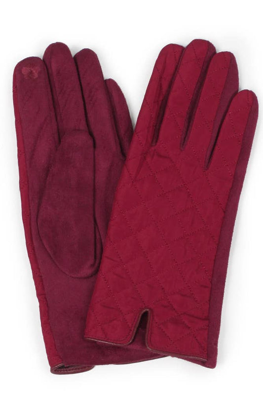 Quilted Gloves: Burgundy