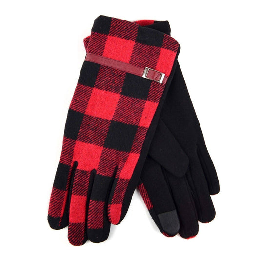 Plaid Touch Screen Women's Gloves: S/M